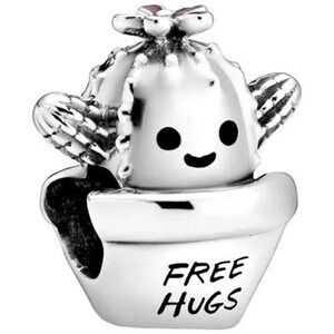 Pandora "Free Hugs" Cactus Charm - Green Enamel Sterling Silver S925 - NWT